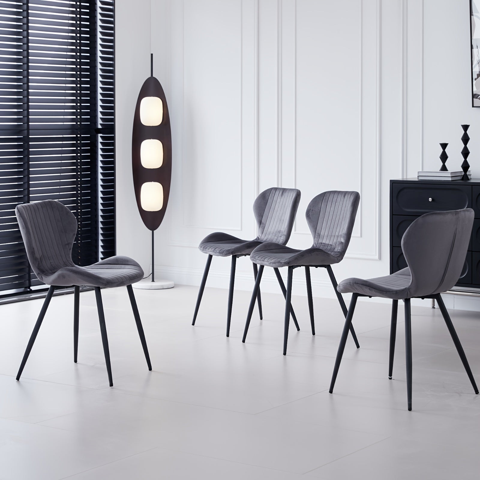 Velvet Dining Chairs Set Of 4, Mid Century Modern Dining Chairs Comfy Dining Room Chairs with Thick Cushions, Upholstered Kitchen Side Chairs Armless Dinner Chairs with Metal Legs for Living Room, Kitchen, Dining Room