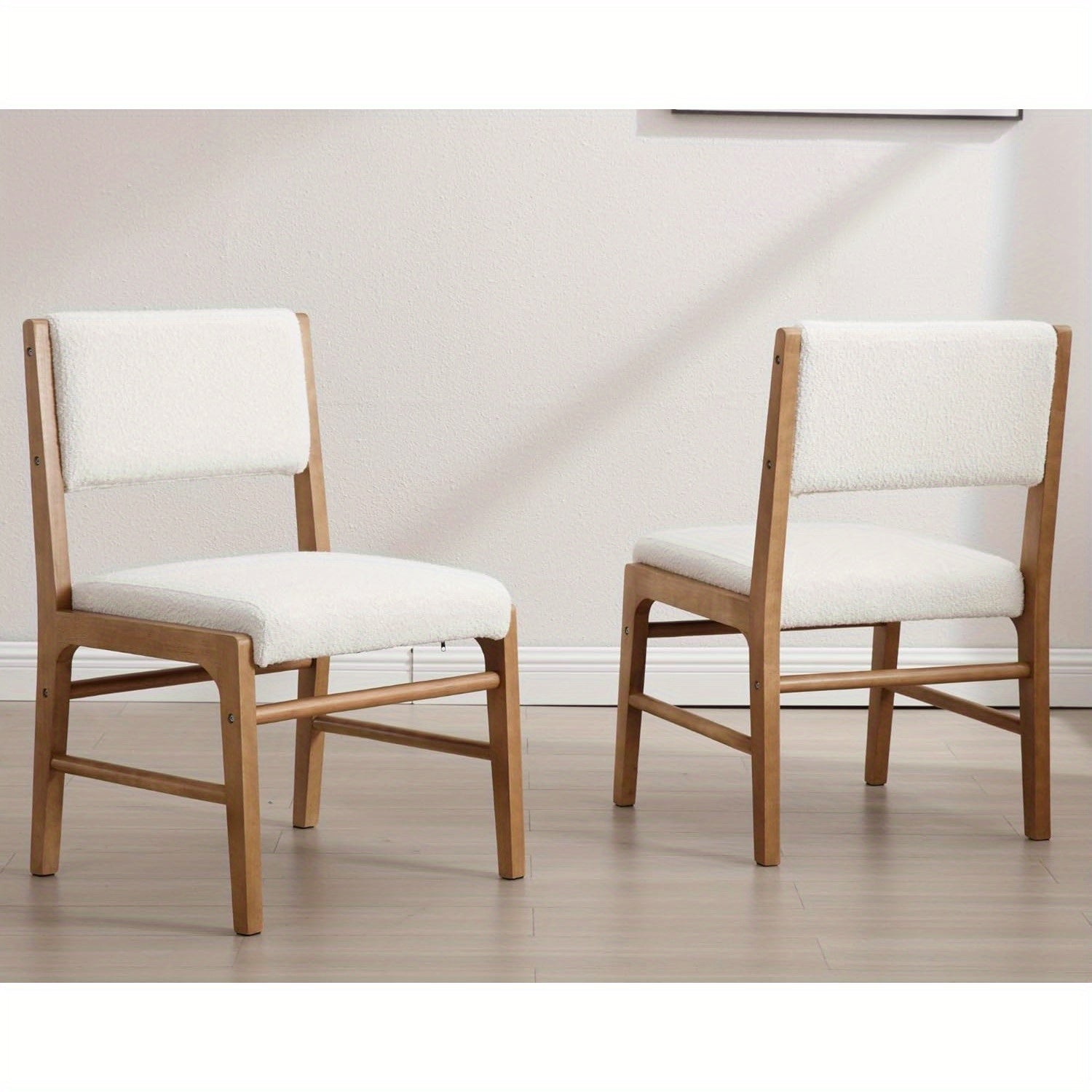 2pcs Medieval Modern Cushioned Dining Chairs with Rectangular Backrests and Lamb Wool Wooden Leg Dining Chairs, Suitable for Restaurants\u002FKitchens, Modern Style