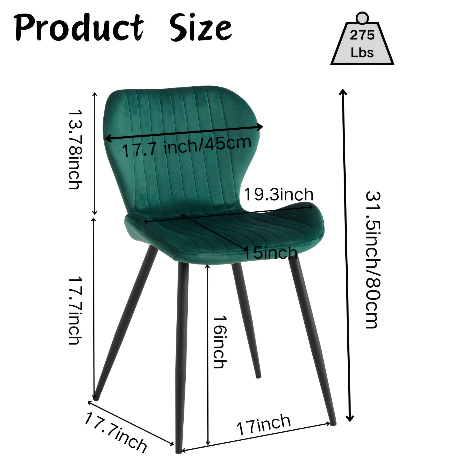 Velvet Dining Chairs Set Of 4, Mid Century Modern Dining Chairs Comfy Dining Room Chairs with Thick Cushions, Upholstered Kitchen Side Chairs Armless Dinner Chairs with Metal Legs for Living Room, Kitchen, Dining Room