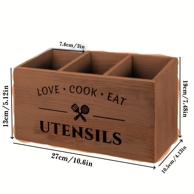 1pc Desktop Tableware Storage Box - Organize Kitchen, Bedroom, Desk With Grids, Wooden Chopsticks Sorting, Finishing Shelf, And Multi-Purpose Household Storage Solution - Perfect New Year Spring Festival Gift Supplies