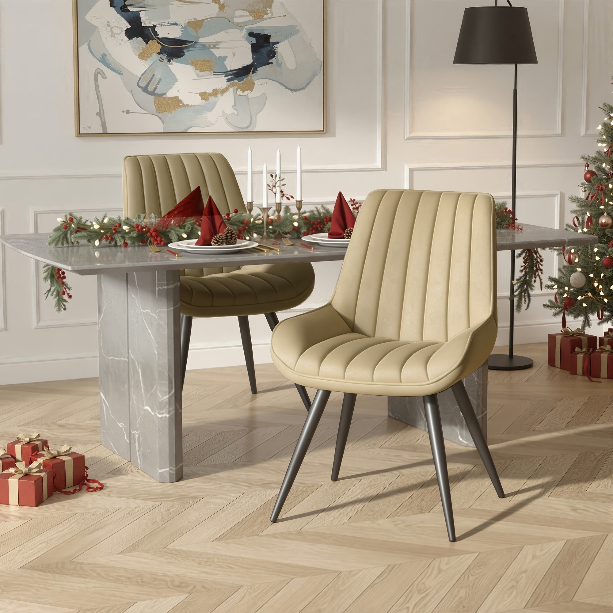 Modern Dining Chairs Set Of 2\u002F4! Comfy Dining Room Chairs Reception Chair with Thick Cushions, Upholstered Fabric Kitchen Side Chairs with Metal Legs Suitable for Office Bar Kitchen Dining Room