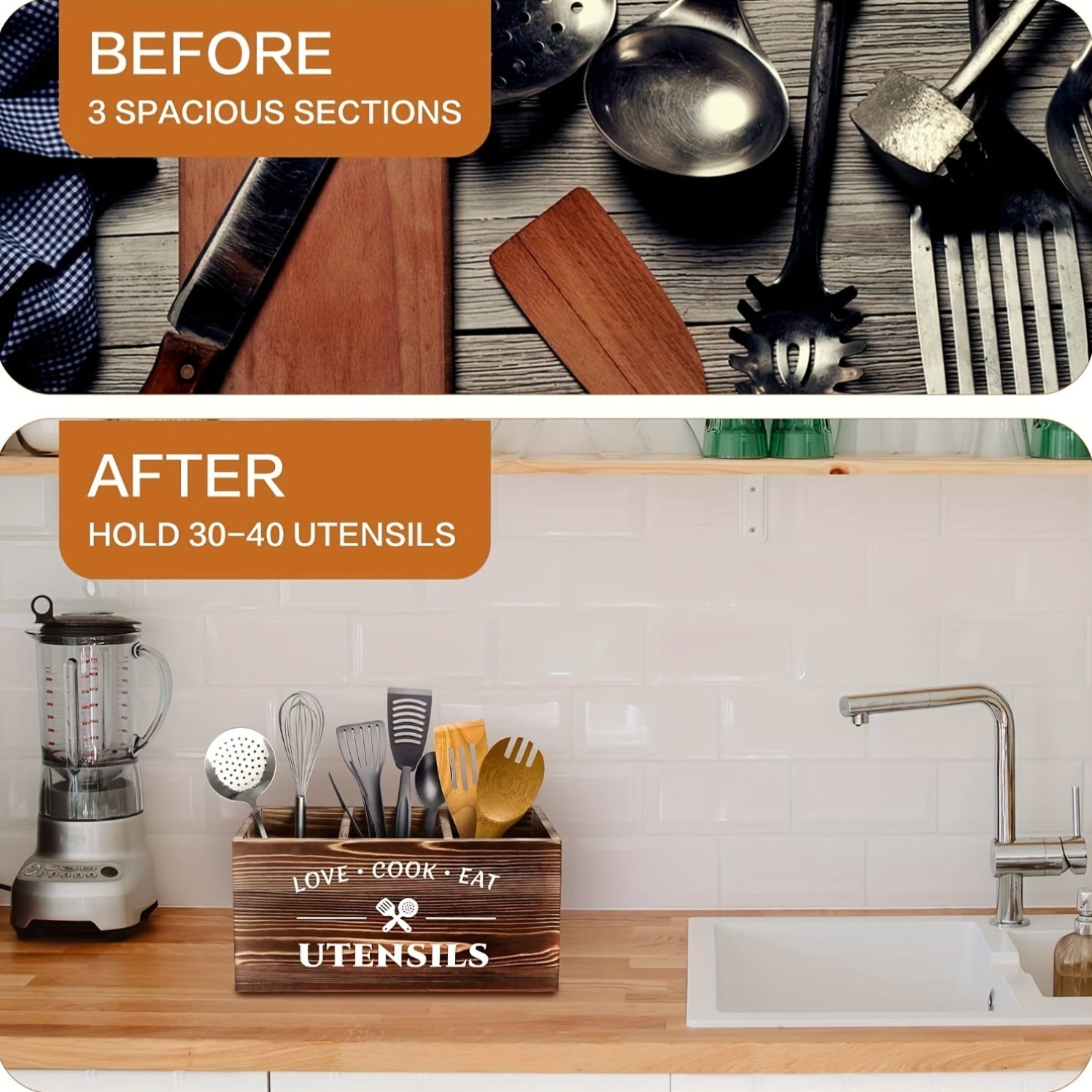 1pc Desktop Tableware Storage Box - Organize Kitchen, Bedroom, Desk With Grids, Wooden Chopsticks Sorting, Finishing Shelf, And Multi-Purpose Household Storage Solution - Perfect New Year Spring Festival Gift Supplies